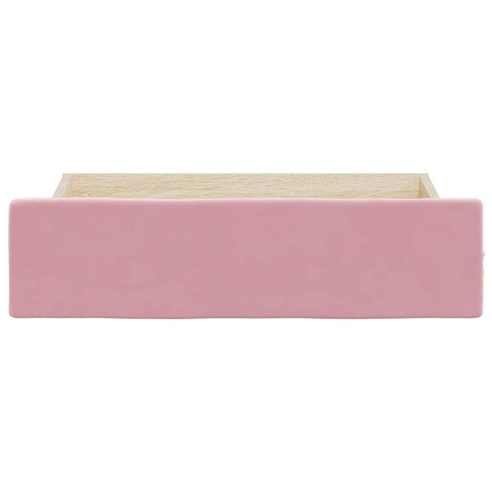 Cassetti da Letto 2pz Rosa in Legno Multistrato e Velluto