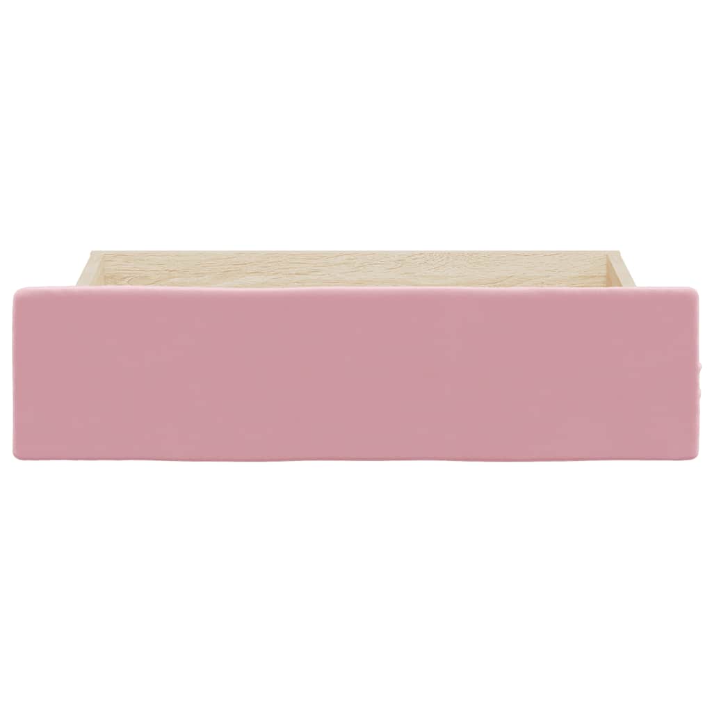 Cassetti da Letto 2pz Rosa in Legno Multistrato e Velluto 833919