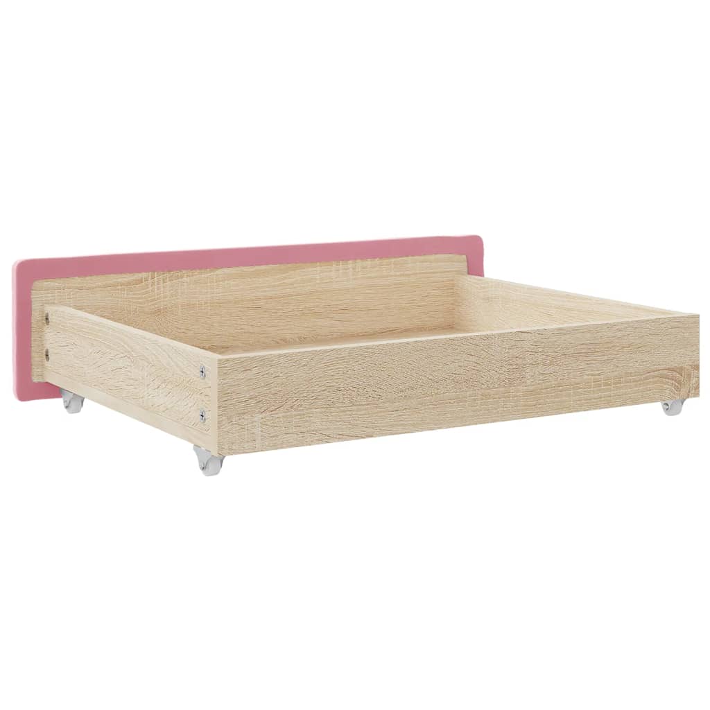 Cassetti da Letto 2pz Rosa in Legno Multistrato e Velluto