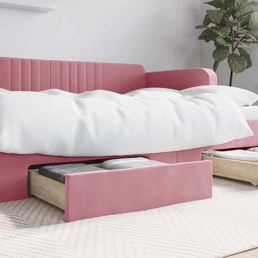 Cassetti da Letto 2pz Rosa in Legno Multistrato e Velluto
