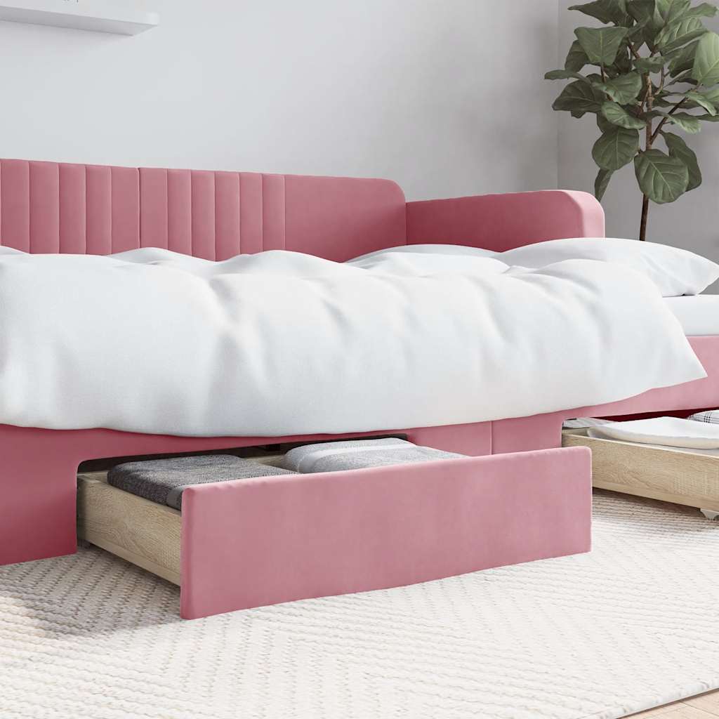 Cassetti da Letto 2pz Rosa in Legno Multistrato e Velluto 833919