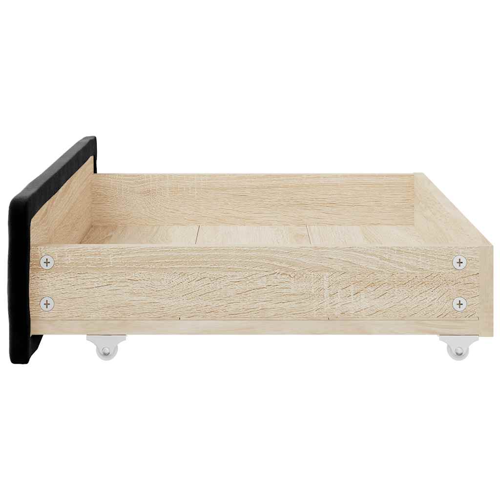 Cassetti da Letto 2pz Neri in Legno Multistrato e Velluto 833920