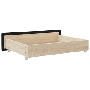 Cassetti da Letto 2pz Neri in Legno Multistrato e Velluto 833920