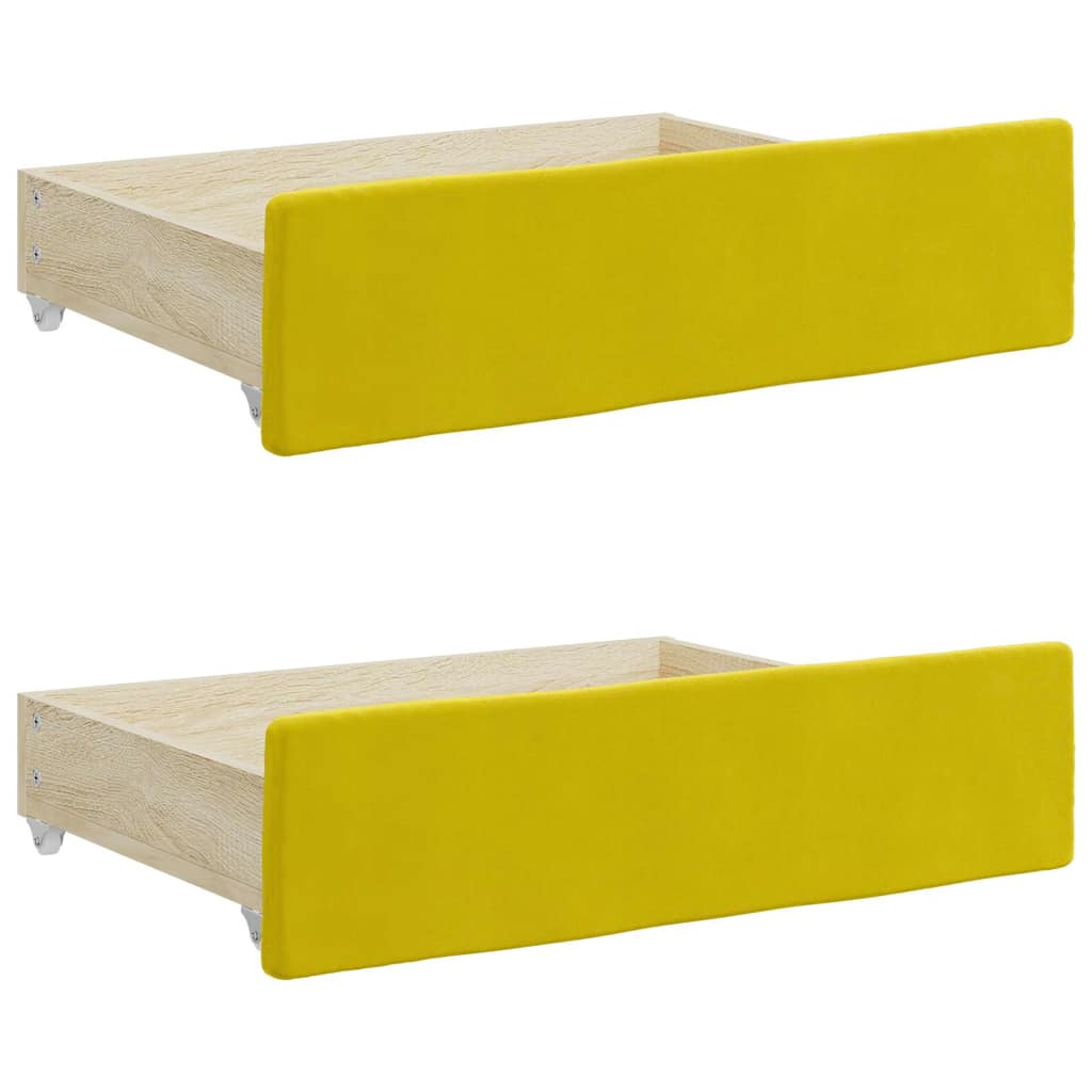 Cassetti da Letto 2pz Gialli in Legno Multistrato e Velluto 833921