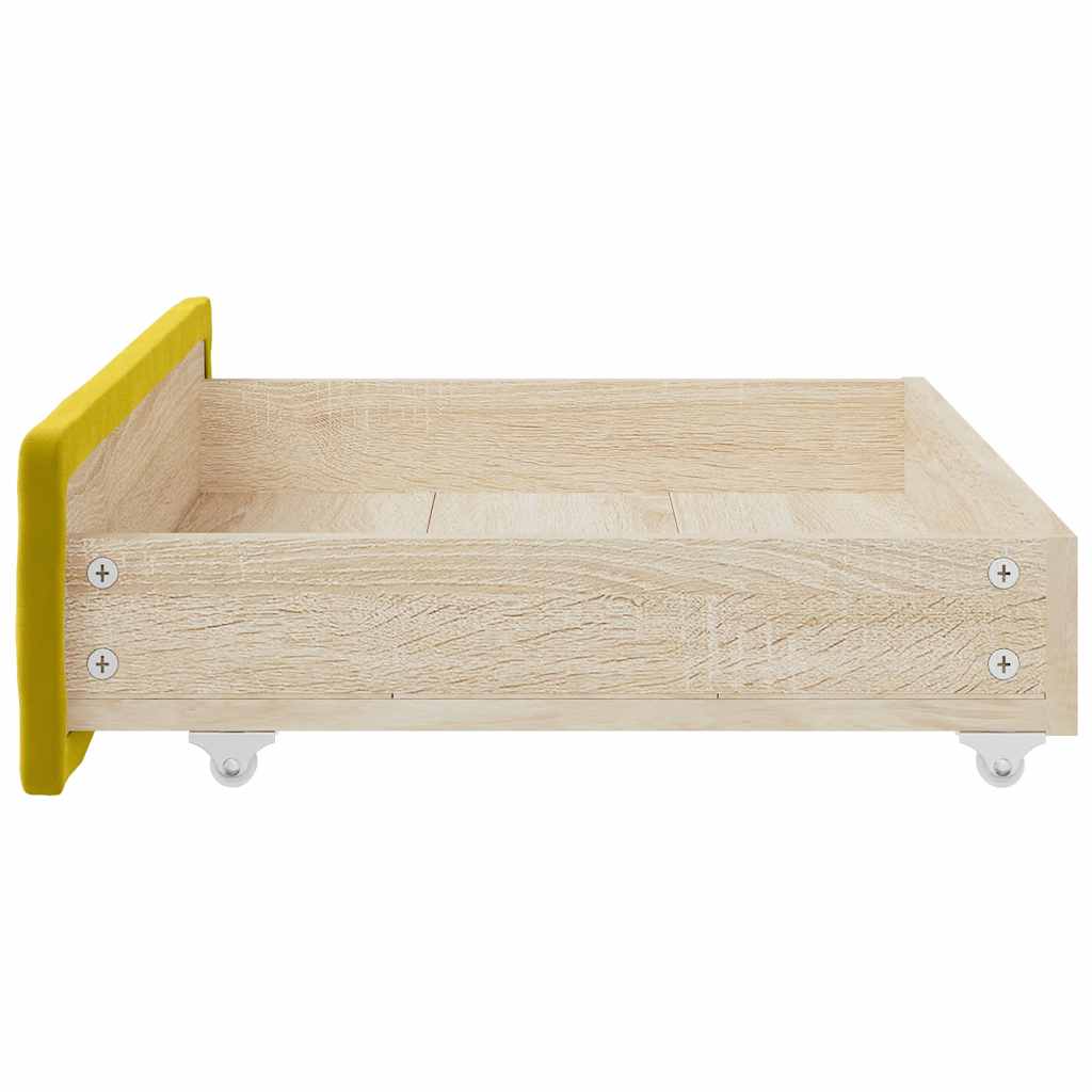Cassetti da Letto 2pz Gialli in Legno Multistrato e Velluto 833921