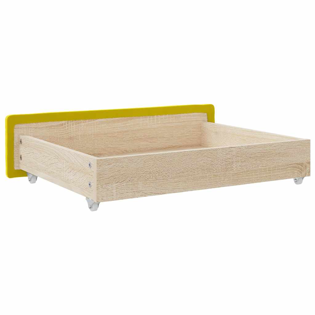 Cassetti da Letto 2pz Gialli in Legno Multistrato e Velluto 833921