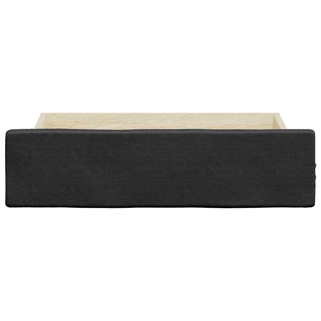 Cassetti da Letto 2pz Neri in Legno Multistrato e Similpelle 833922