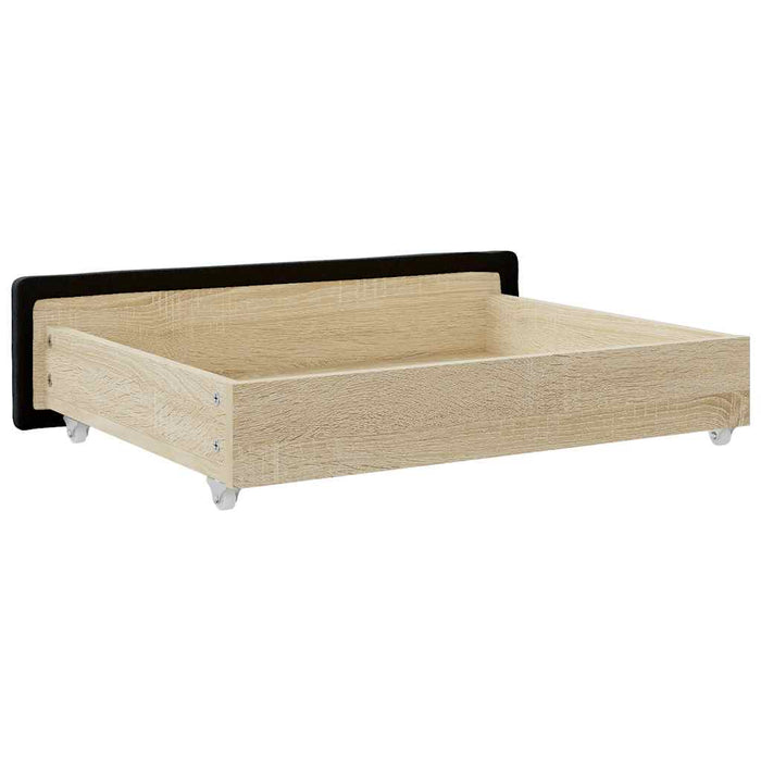 Cassetti da Letto 2pz Neri in Legno Multistrato e Similpelle 833922