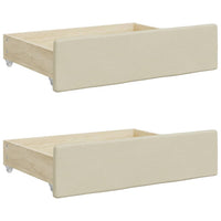Cassetti da Letto 2pz Crema in Legno Multistrato e Similpelle 833924