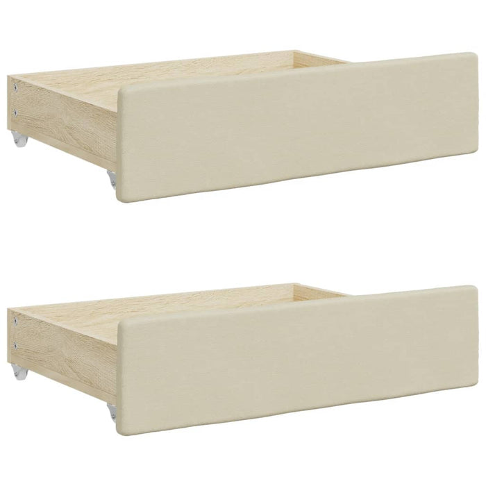 Cassetti da Letto 2pz Crema in Legno Multistrato e Similpelle 833924