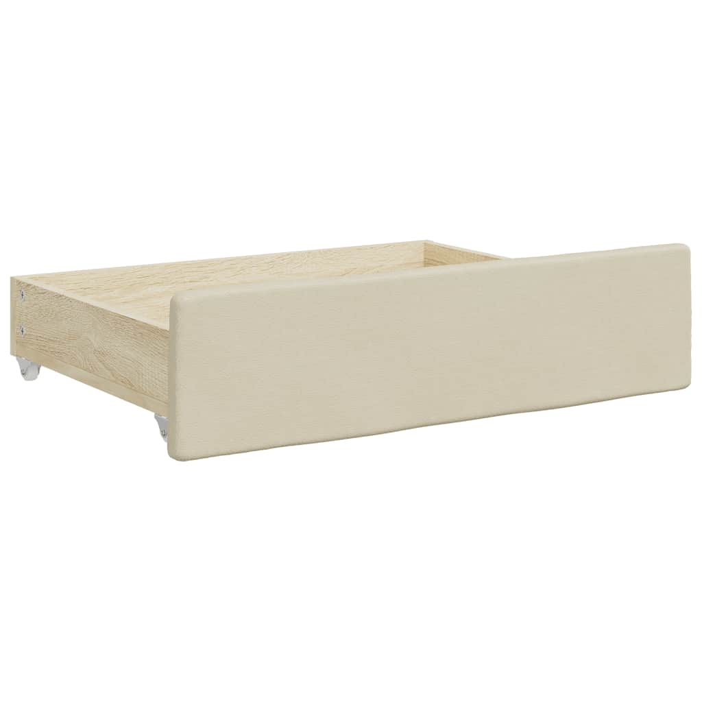 Cassetti da Letto 2pz Crema in Legno Multistrato e Similpelle 833924
