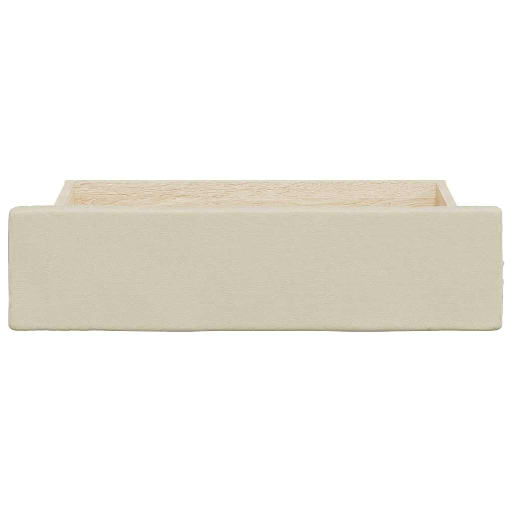 Cassetti da Letto 2pz Crema in Legno Multistrato e Similpelle