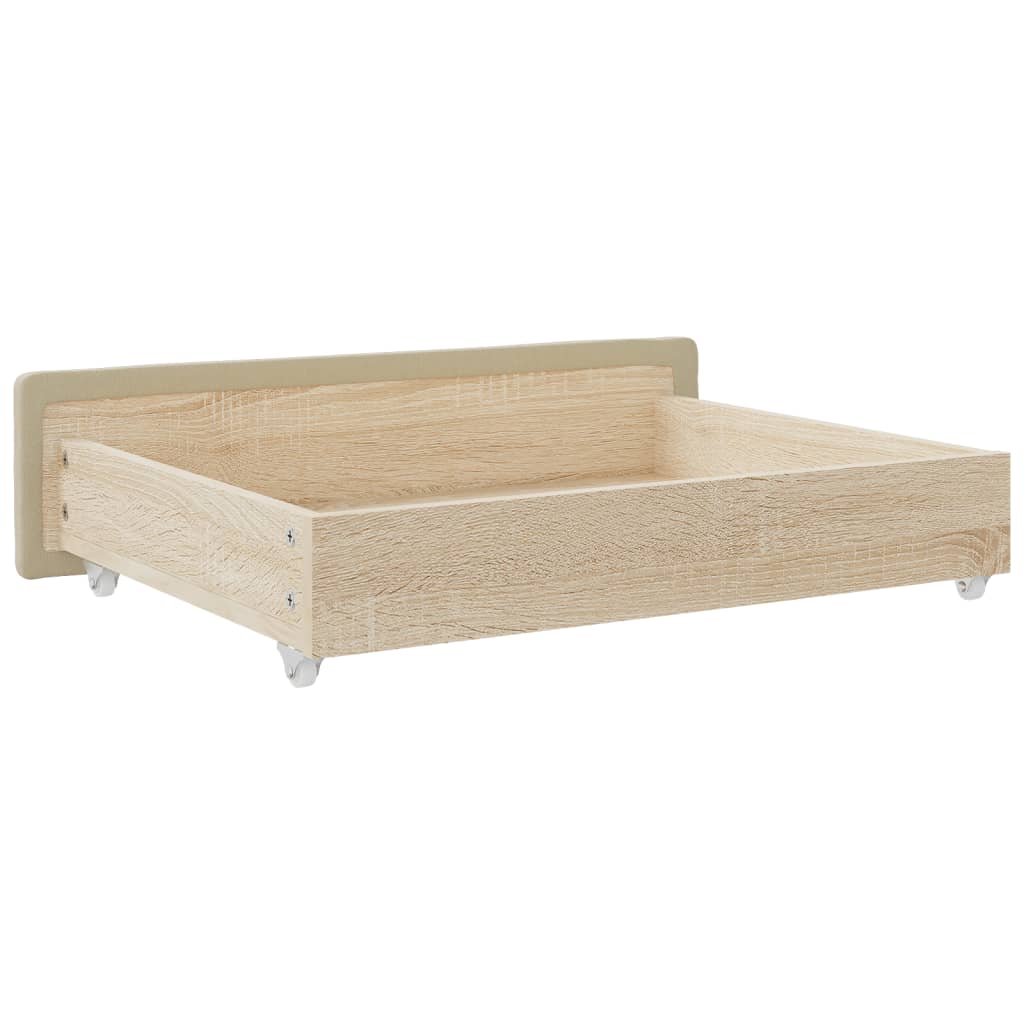 Cassetti da Letto 2pz Crema in Legno Multistrato e Similpelle 833924