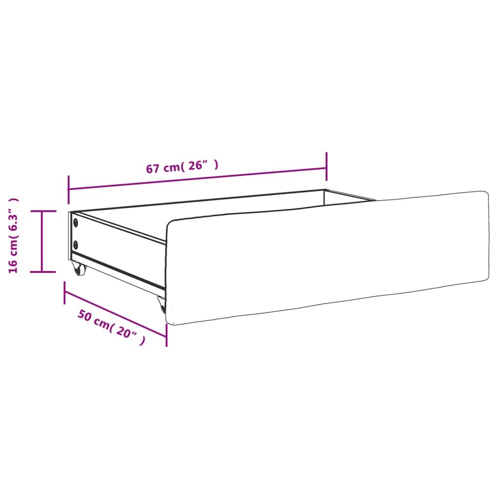 Cassetti da Letto 2pz Crema in Legno Multistrato e Similpelle 833924