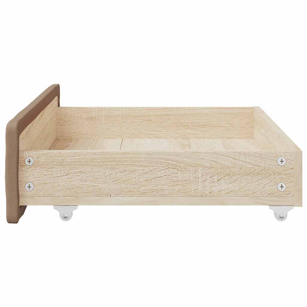 Cassetti da Letto 2pz Cappuccino Legno Multistrato e Similpelle