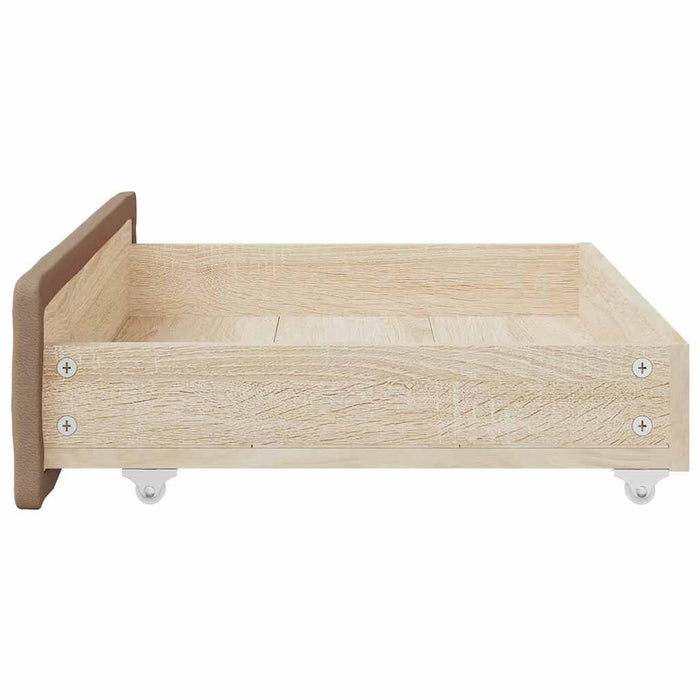 Cassetti da Letto 2pz Cappuccino Legno Multistrato e Similpelle