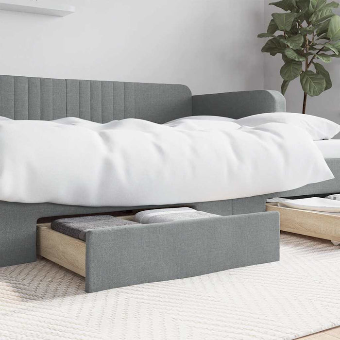 vidaXL Cassetti per Letto 2pz Grigio Chiaro in Truciolato e Tessuto