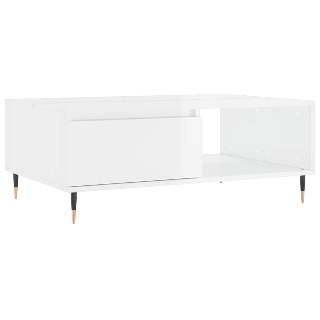 Tavolino Salotto Bianco Lucido 90x60x35 cm in Legno Multistrato 827054