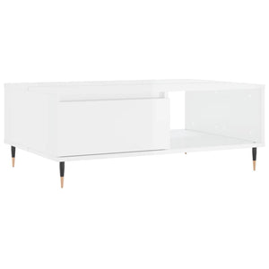 Tavolino Salotto Bianco Lucido 90x60x35 cm in Legno Multistratocod mxl 104002