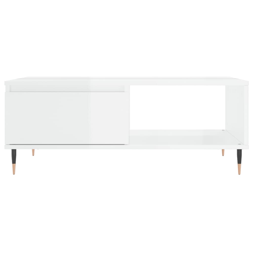 Tavolino Salotto Bianco Lucido 90x60x35 cm in Legno Multistrato 827054