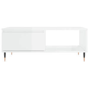 Tavolino Salotto Bianco Lucido 90x60x35 cm in Legno Multistrato 827054
