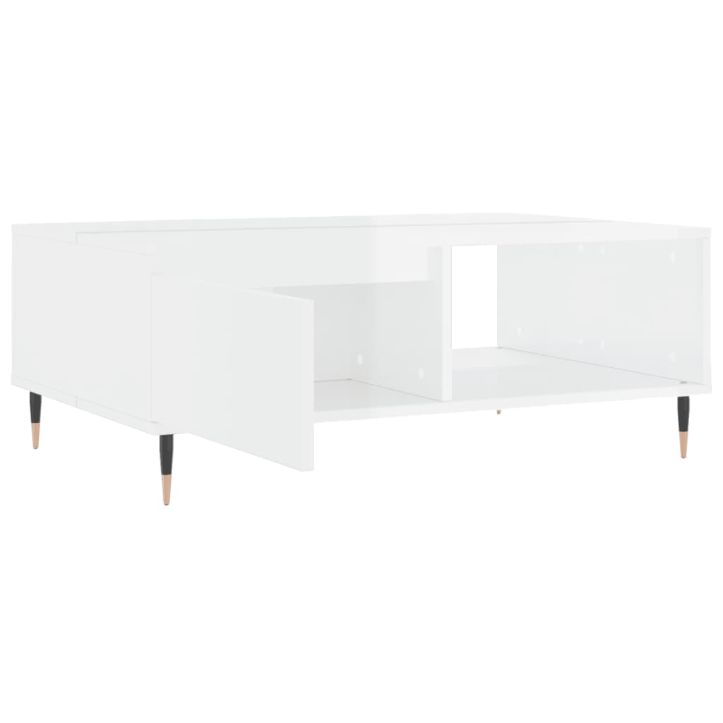 Tavolino Salotto Bianco Lucido 90x60x35 cm in Legno Multistrato 827054