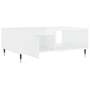 Tavolino Salotto Bianco Lucido 90x60x35 cm in Legno Multistrato 827054