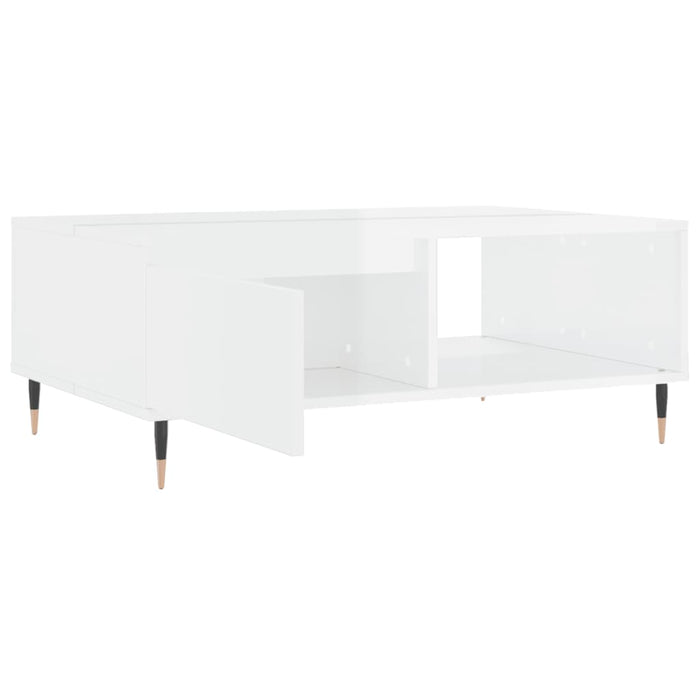 Tavolino Salotto Bianco Lucido 90x60x35 cm in Legno Multistrato 827054