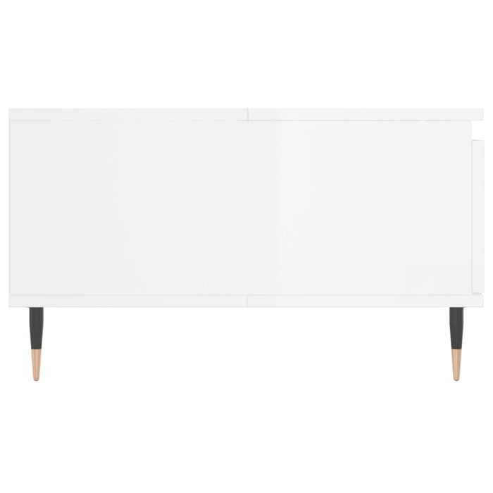 Tavolino Salotto Bianco Lucido 90x60x35 cm in Legno Multistrato 827054