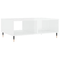 Tavolino Salotto Bianco Lucido 90x60x35 cm in Legno Multistrato 827054