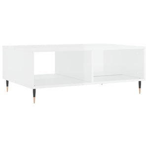Tavolino Salotto Bianco Lucido 90x60x35 cm in Legno Multistrato 827054