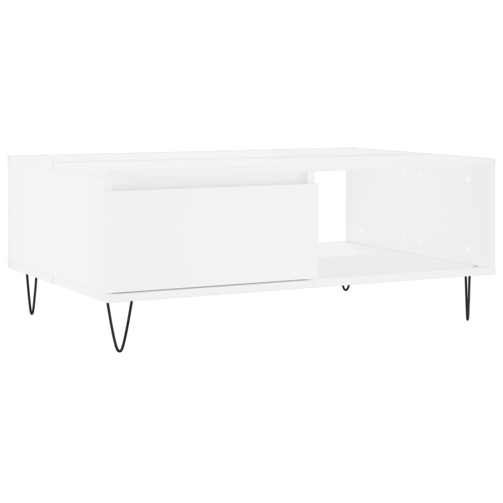 Tavolino da Salotto-Tavolino da soggiorno-Tavolo Bianco 90x60x35 cm in Legno Multistrato 697163