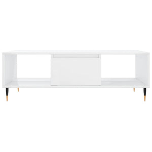 Tavolino da Salotto Bianco Lucido 104x60x35cm Legno Multistrato