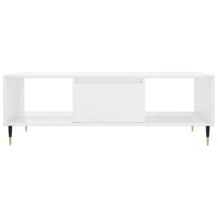Tavolino da Salotto Bianco Lucido 104x60x35cm Legno Multistrato