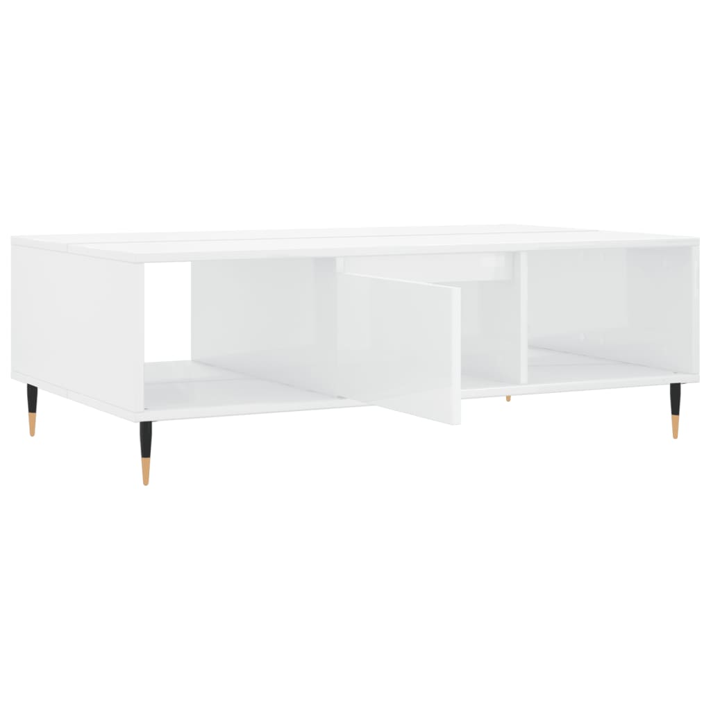 Tavolino da Salotto Bianco Lucido 104x60x35cm Legno Multistrato