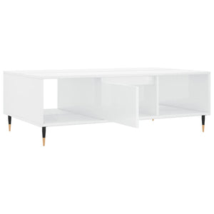 Tavolino da Salotto Bianco Lucido 104x60x35cm Legno Multistrato