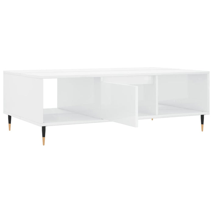Tavolino da Salotto Bianco Lucido 104x60x35cm Legno Multistrato