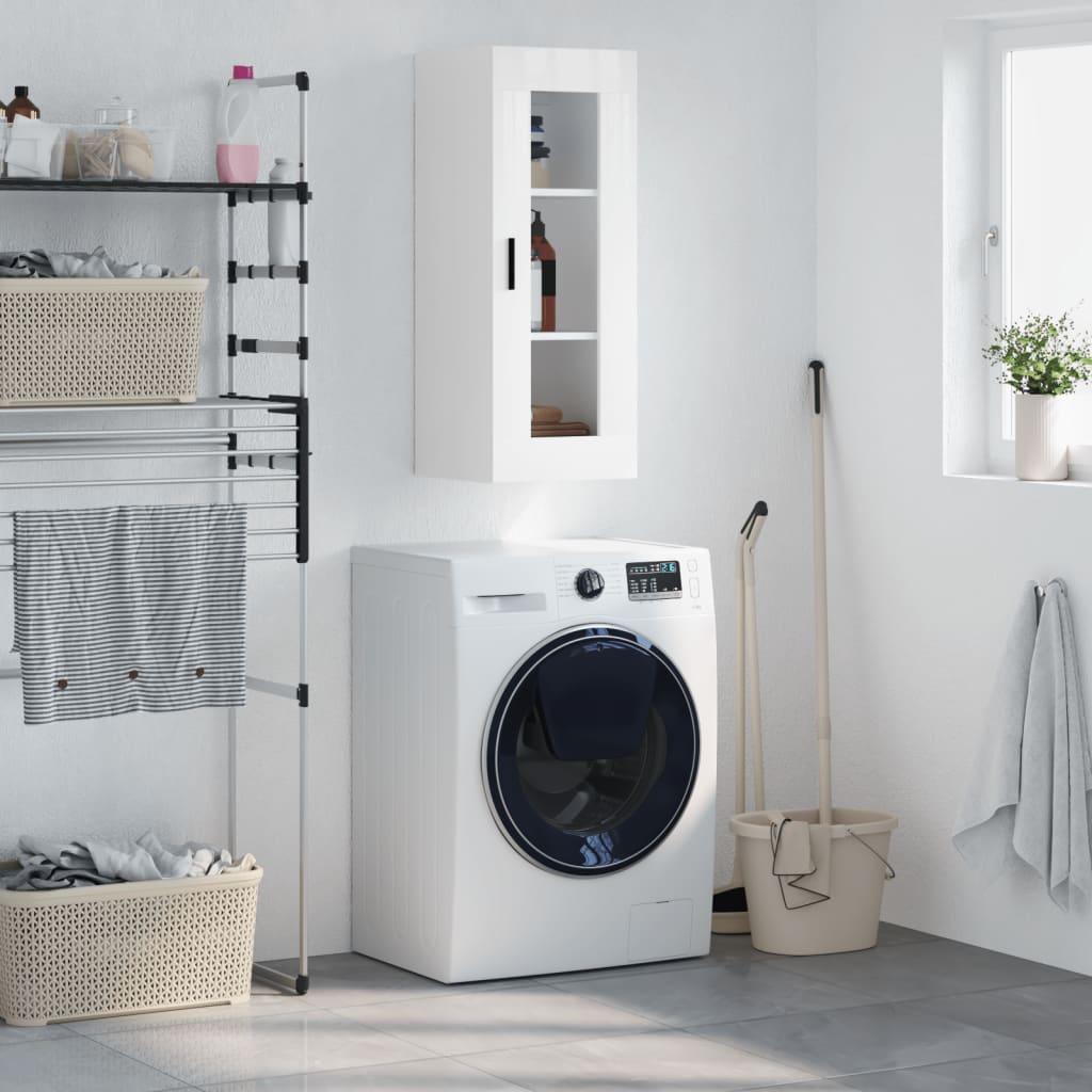 Mobile a Parete Bianco Lucido 34,5x34x90 cmcod mxl 80136