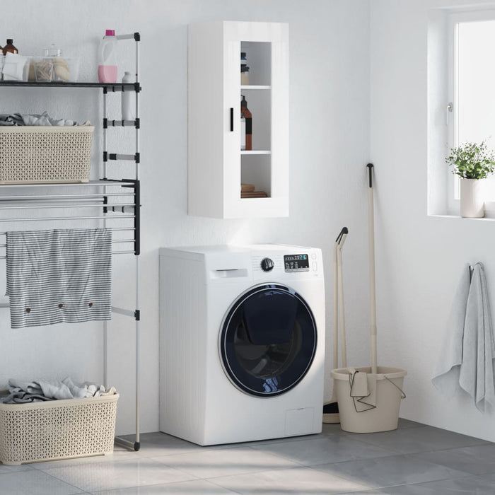 Mobile a Parete Bianco Lucido 34,5x34x90 cmcod mxl 80136