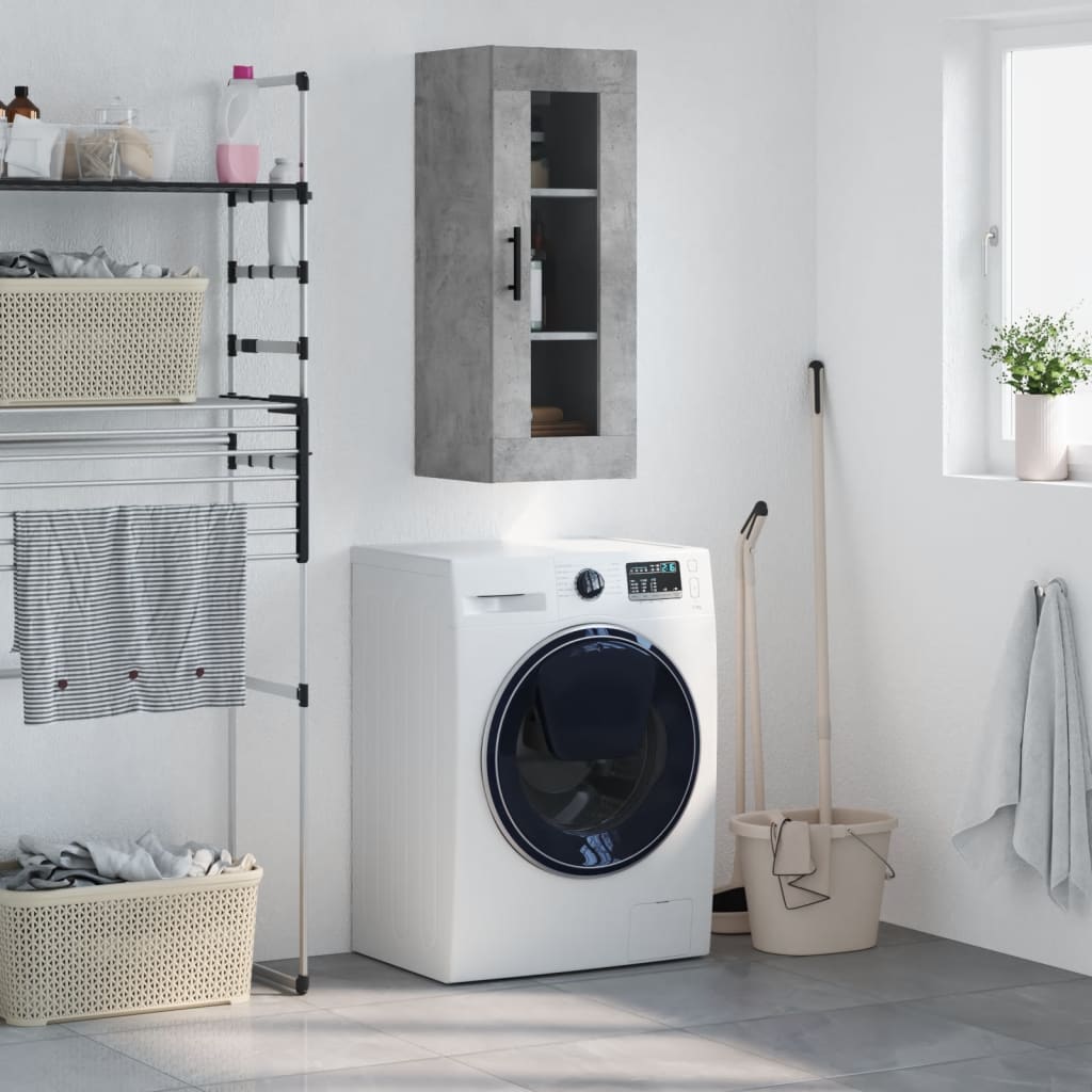 Mobile a Parete Grigio Cemento 34,5x34x90 cm 828936