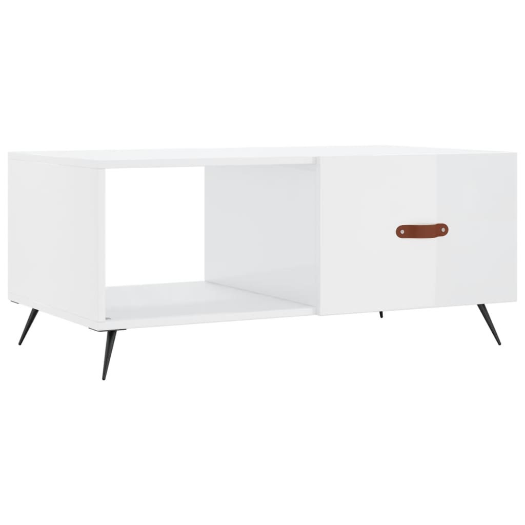 Tavolino da Salotto Bianco Lucido 90x50x40 cm Legno Multistratocod mxl 103475