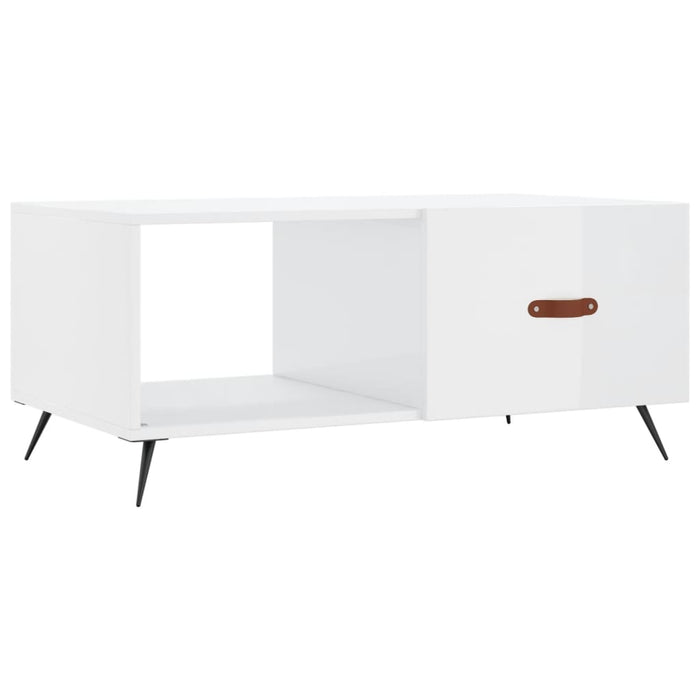 Tavolino da Salotto Bianco Lucido 90x50x40 cm Legno Multistratocod mxl 103475