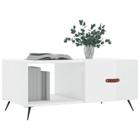 Tavolino da Salotto Bianco Lucido 90x50x40 cm Legno Multistratocod mxl 103475