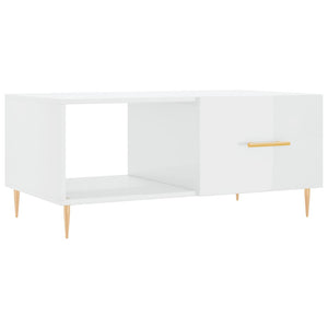 Tavolino da Salotto-Tavolino da soggiorno-Tavolo Bianco Lucido 90x50x40 cm Legno Multistrato 644052
