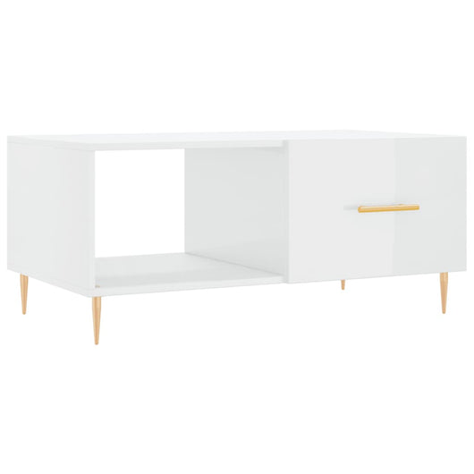 Tavolino da Salotto-Tavolino da soggiorno-Tavolo Bianco Lucido 90x50x40 cm Legno Multistrato 644052