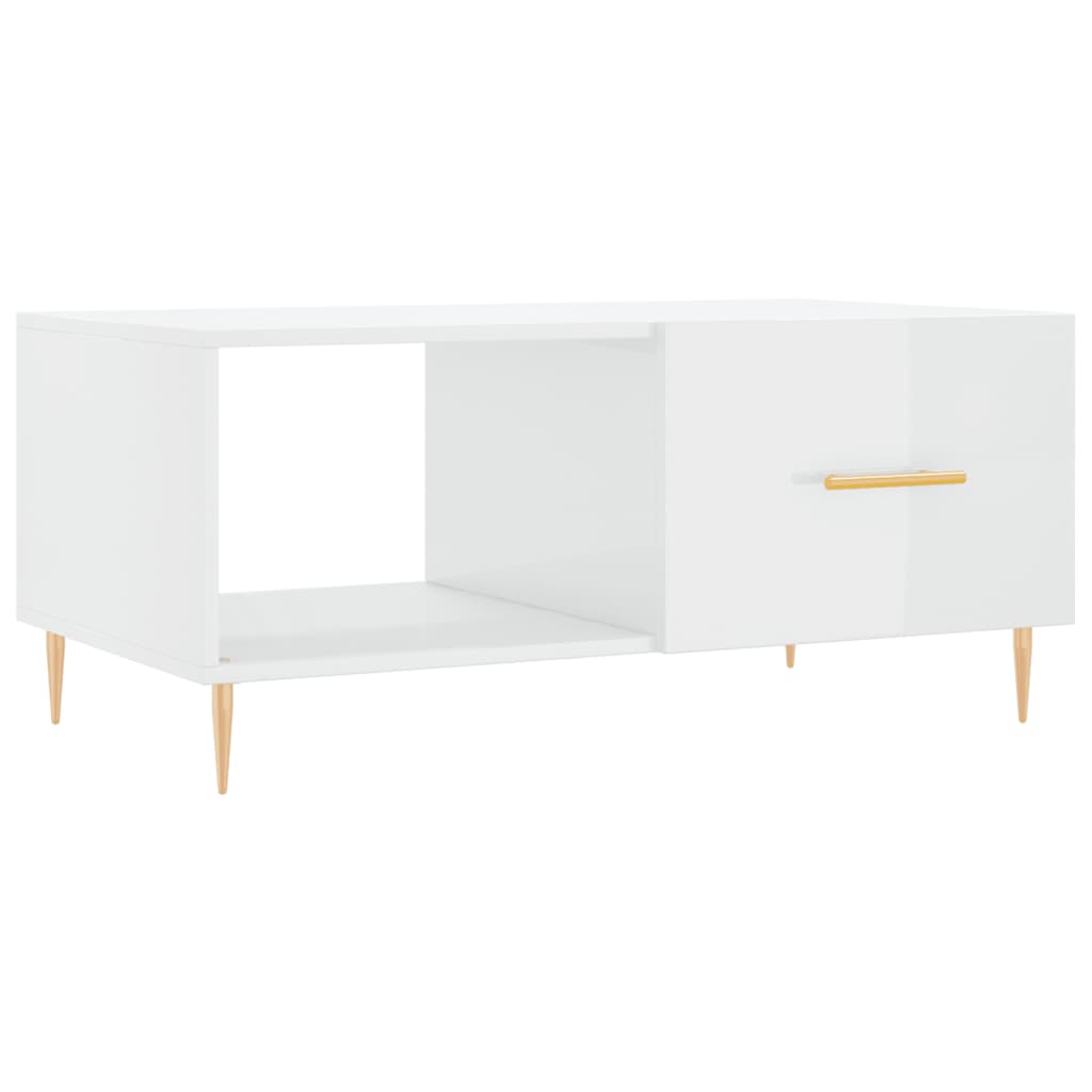 Tavolino da Salotto Bianco Lucido 90x50x40 cm Legno Multistratocod mxl 127329