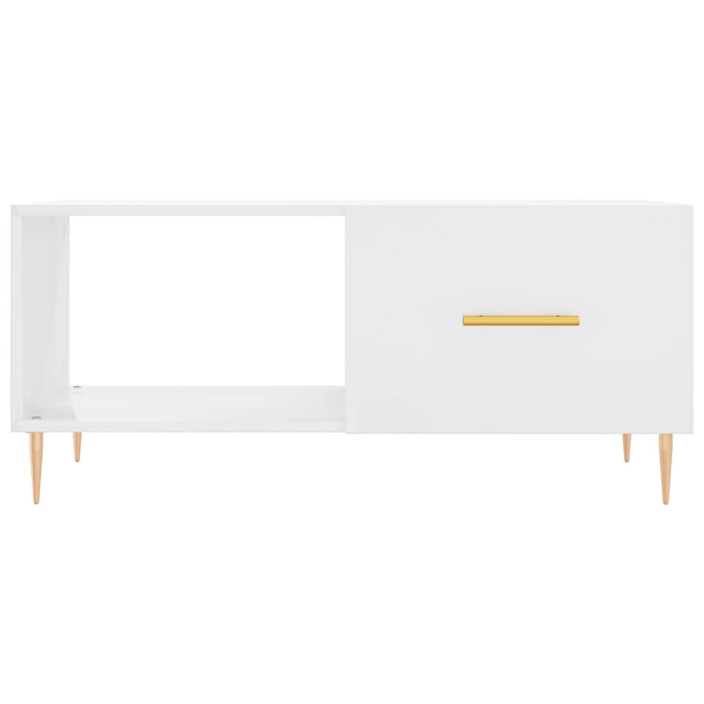 Tavolino da Salotto Bianco Lucido 90x50x40 cm Legno Multistrato 829198