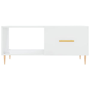 Tavolino da Salotto Bianco Lucido 90x50x40 cm Legno Multistrato 829198