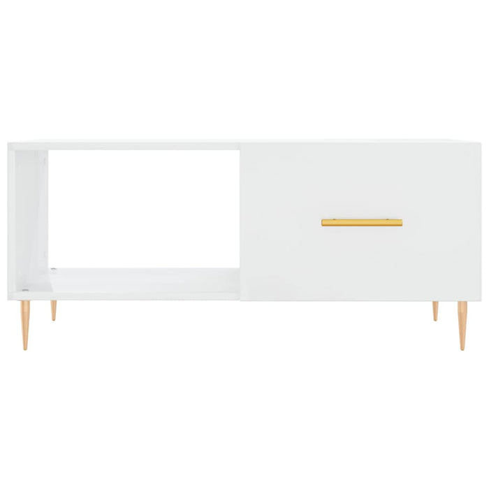 Tavolino da Salotto Bianco Lucido 90x50x40 cm Legno Multistrato 829198