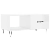 Tavolino da Salotto Bianco Lucido 90x50x40 cm Legno Multistrato 829206